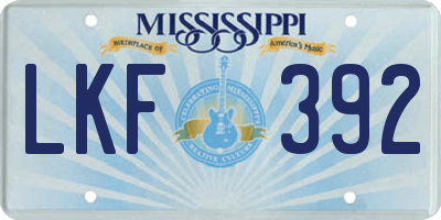MS license plate LKF392