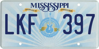 MS license plate LKF397