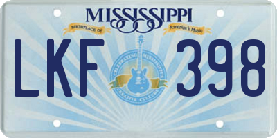 MS license plate LKF398