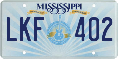 MS license plate LKF402
