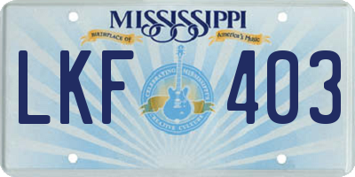 MS license plate LKF403