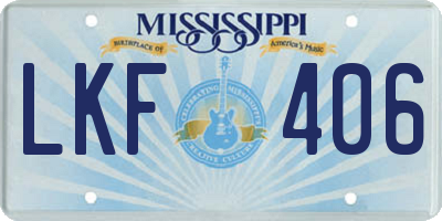 MS license plate LKF406