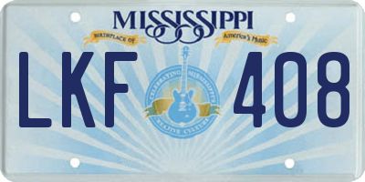 MS license plate LKF408