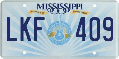 MS license plate LKF409