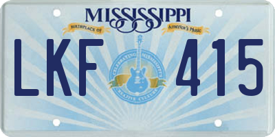 MS license plate LKF415