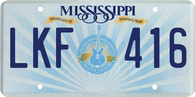 MS license plate LKF416