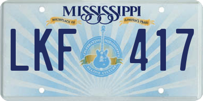 MS license plate LKF417
