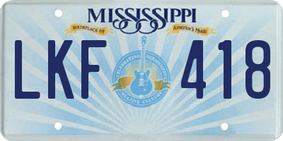 MS license plate LKF418
