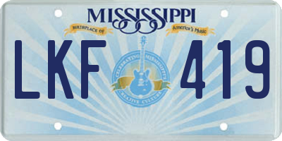 MS license plate LKF419
