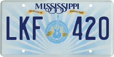 MS license plate LKF420