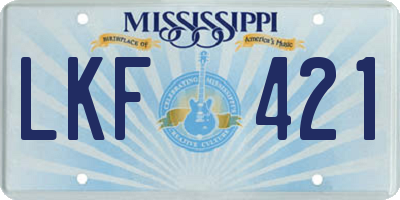 MS license plate LKF421