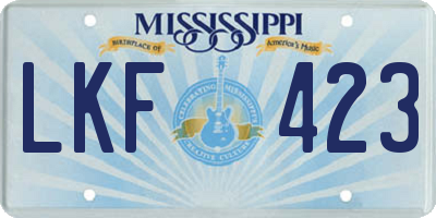 MS license plate LKF423