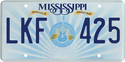 MS license plate LKF425