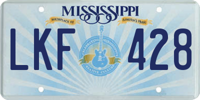 MS license plate LKF428