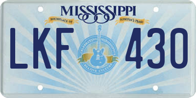 MS license plate LKF430