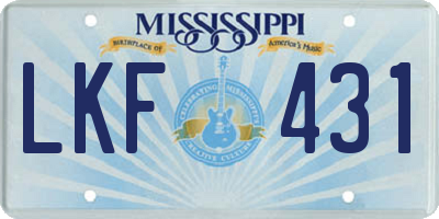MS license plate LKF431
