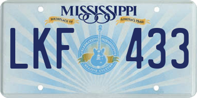 MS license plate LKF433
