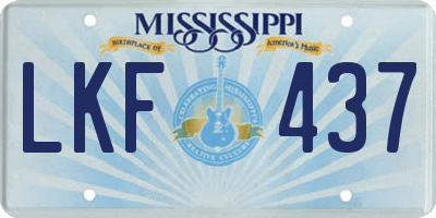 MS license plate LKF437