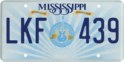 MS license plate LKF439