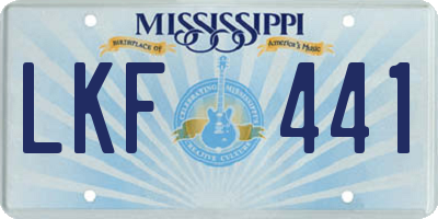 MS license plate LKF441
