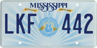 MS license plate LKF442