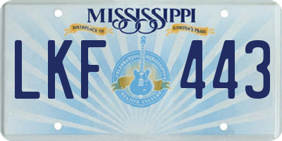 MS license plate LKF443