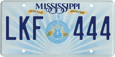 MS license plate LKF444