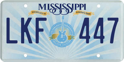 MS license plate LKF447