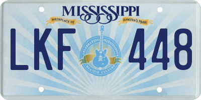 MS license plate LKF448