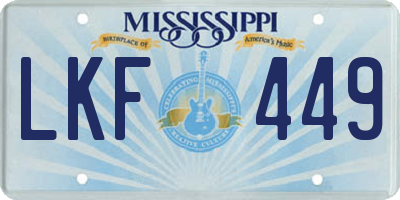 MS license plate LKF449