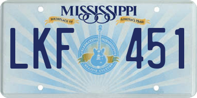 MS license plate LKF451
