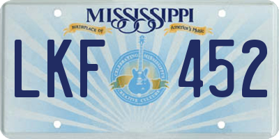 MS license plate LKF452