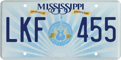 MS license plate LKF455