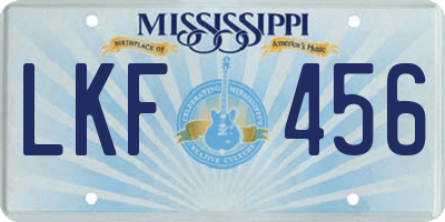 MS license plate LKF456