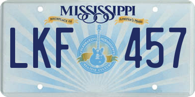 MS license plate LKF457