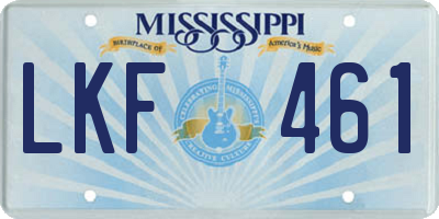 MS license plate LKF461
