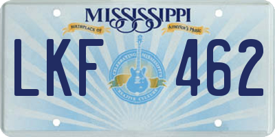 MS license plate LKF462