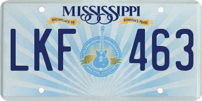 MS license plate LKF463