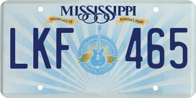 MS license plate LKF465