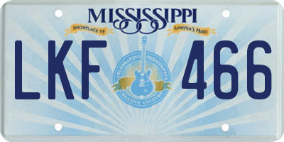MS license plate LKF466