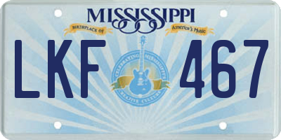 MS license plate LKF467