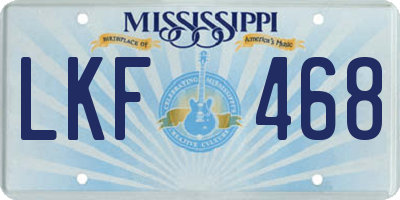 MS license plate LKF468