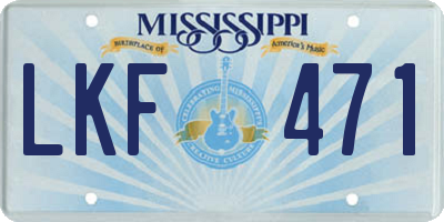 MS license plate LKF471