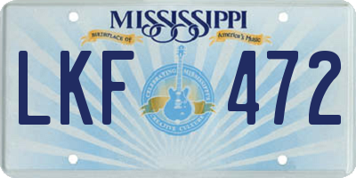 MS license plate LKF472