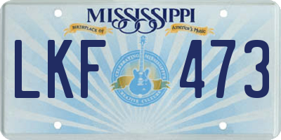 MS license plate LKF473