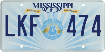 MS license plate LKF474