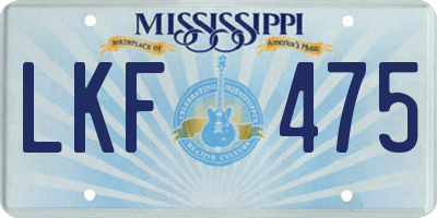 MS license plate LKF475