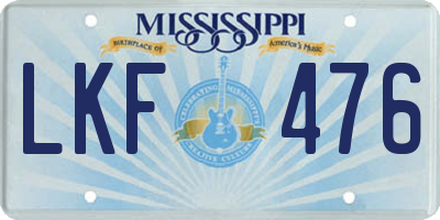 MS license plate LKF476