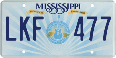 MS license plate LKF477