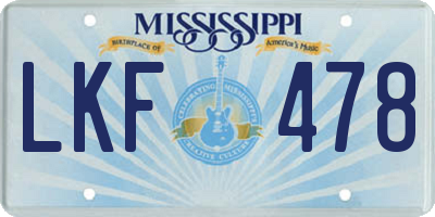 MS license plate LKF478